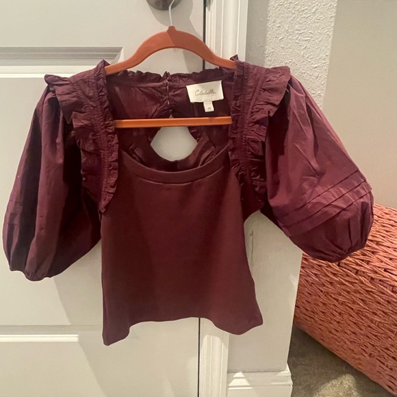 Cleobella Tops - Cleobella Plum Puff Sleeve Blouse
